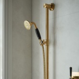 Booth & Co. Axbridge Brushed Brass/Black Slide Rail Shower Kit - Lifestyle Image 1